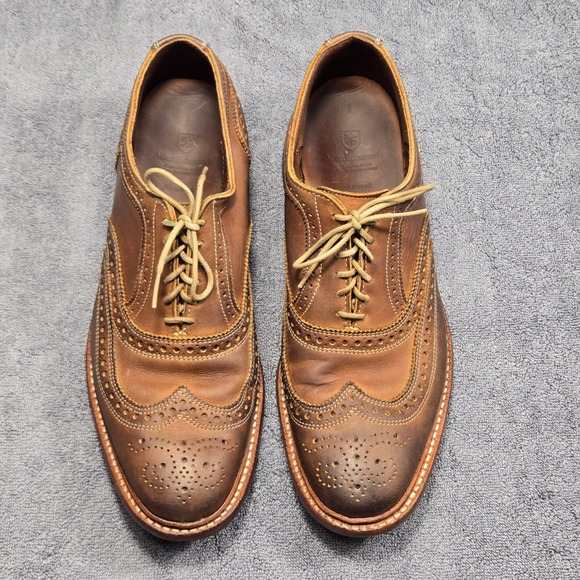 Allen Edmonds Neumok Wingtip Oxford Mens 11 D Brown Brogue Leather Made In USA - Picture 3 of 11